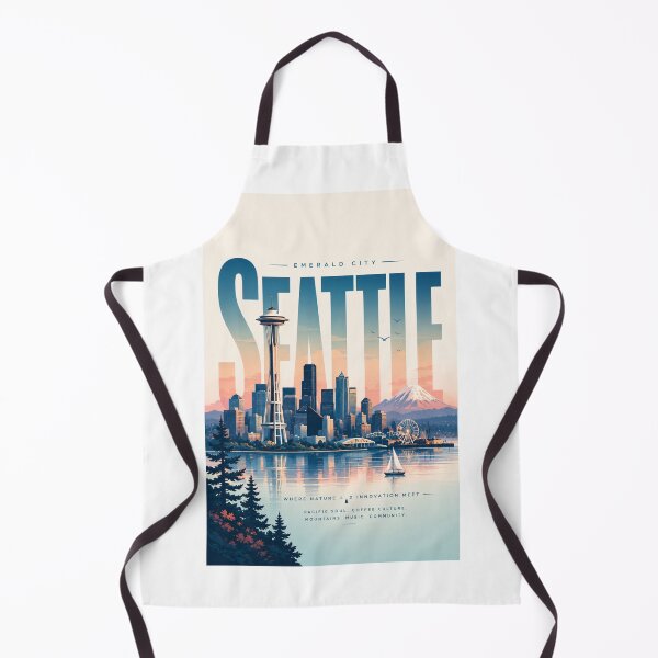 Item preview, Seattle Washington Space Needle Mount Rainier Puget Sound Emerald City Skyline designed and sold by StampMyPassport.