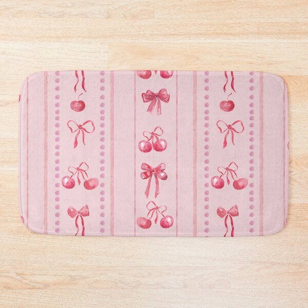 Item preview, Pink &Red CuteCoquette Preppy Aesthetic Bows and Cherries Stripes in Watercolor designed and sold by aneladesigns.