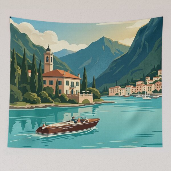Item preview, alps lake como italy travel poster designed and sold by terrelldonald.