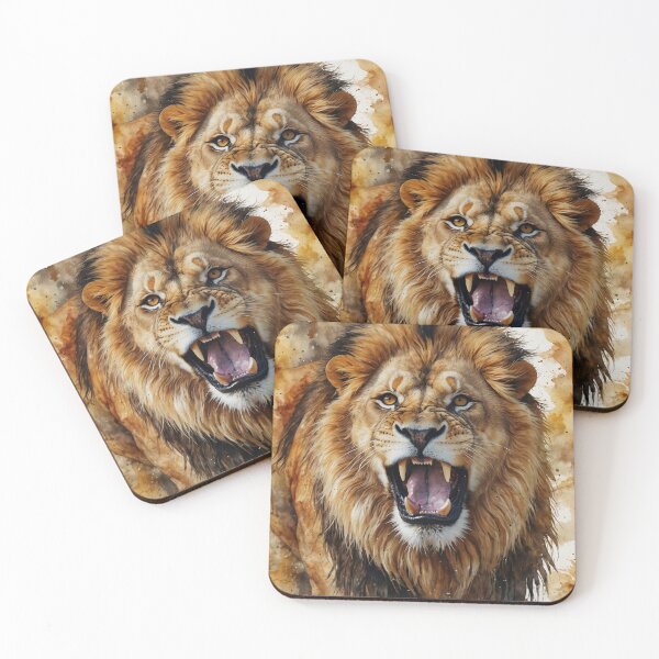 Item preview, Majestic Roaring Lion Watercolor Painting designed and sold by RawNaturePrints.