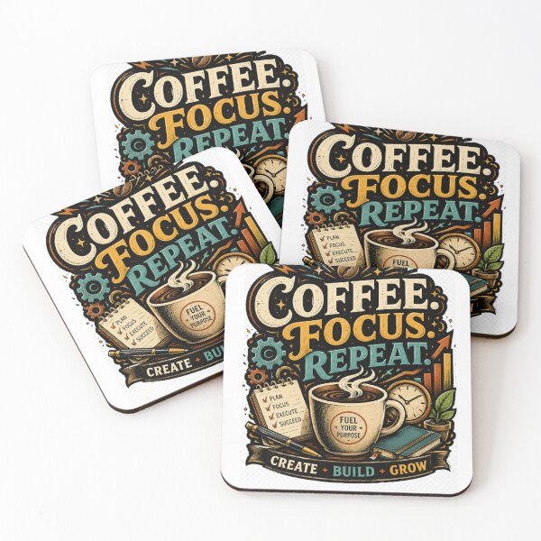 Item preview, Coffee. Focus. Repeat. – Vintage Productivity & Hustle Graphic Design designed and sold by CKADigital.
