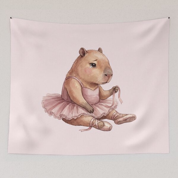 Item preview, Sad Crying Capybara Ballerina in Pink Tutu designed and sold by MythicCotton.