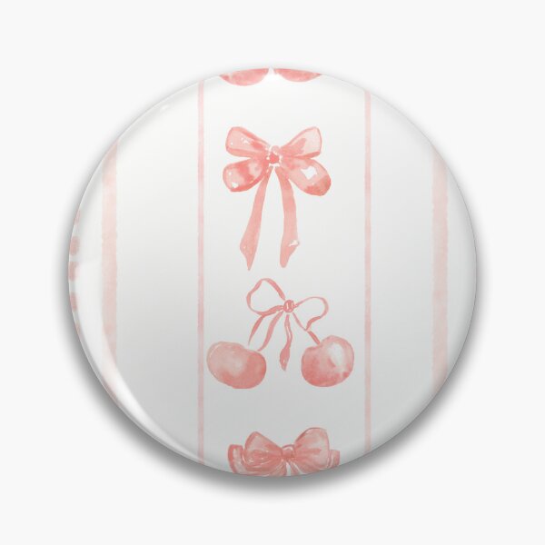 Item preview, Peachy Pink Cute Coquette Preppy Aesthetic Bows and Cherries Stripes in Watercolor designed and sold by aneladesigns.