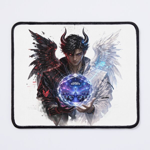 Item preview, Future of Esports – Cyber Devil Angel Gaming Visionary Illustration designed and sold by Artisan Finds Online.