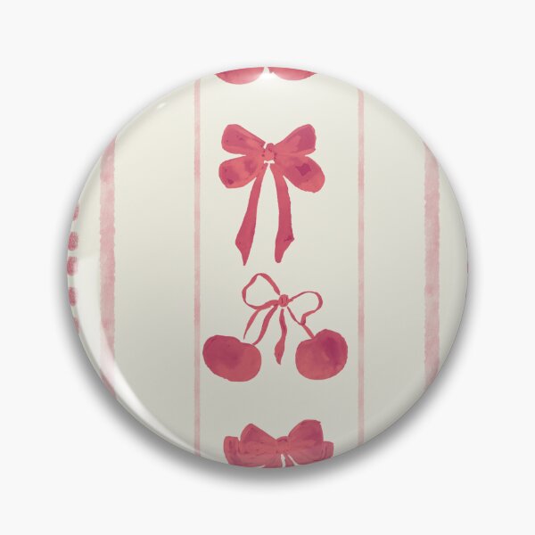 Item preview, Deep Red Cute Coquette Preppy Aesthetic Bows and Cherries Stripes in Watercolor designed and sold by aneladesigns.