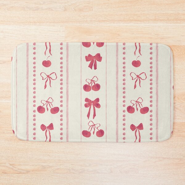 Item preview, Deep Red Cute Coquette Preppy Aesthetic Bows and Cherries Stripes in Watercolor designed and sold by aneladesigns.