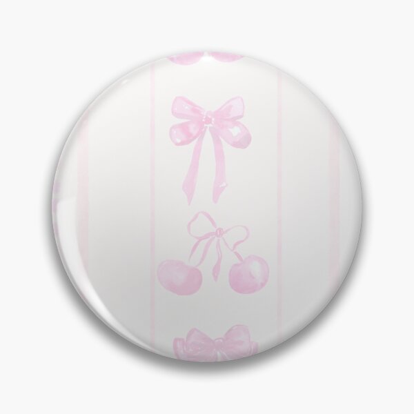 Item preview, Pastel Pink Cute Coquette Preppy Aesthetic Bows and Cherries Stripes in Watercolor designed and sold by aneladesigns.