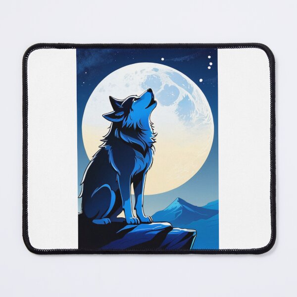Item preview, Art - Stylized Wolf Howling at the Full Moon, Fantasy Style designed and sold by DoodyPets.