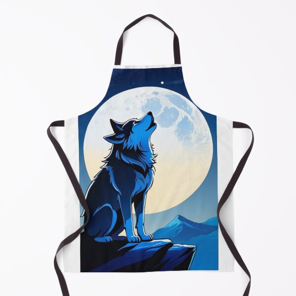 Item preview, Art - Stylized Wolf Howling at the Full Moon, Fantasy Style designed and sold by DoodyPets.