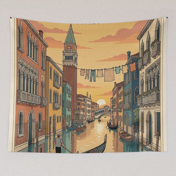 Item preview, Venice Italy Vintage Travel Poster Gondola Canal designed and sold by terrelldonald.
