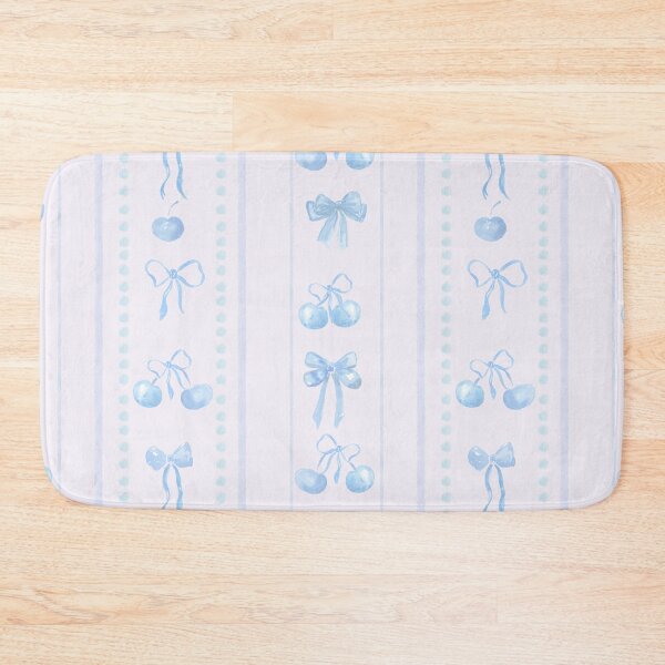 Item preview, Baby Blue Cute Coquette Preppy Aesthetic Bows and Cherries Stripes in Watercolor designed and sold by aneladesigns.