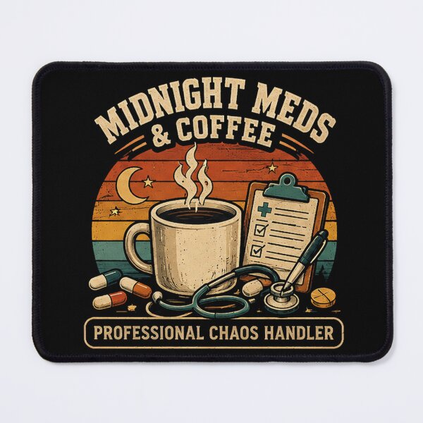 Item preview, Midnight Meds And Coffee Vintage Nurse Design designed and sold by Concrete Coffee Studio.