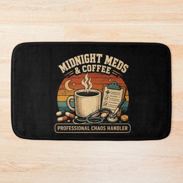 Item preview, Midnight Meds And Coffee Vintage Nurse Design designed and sold by Concrete Coffee Studio.