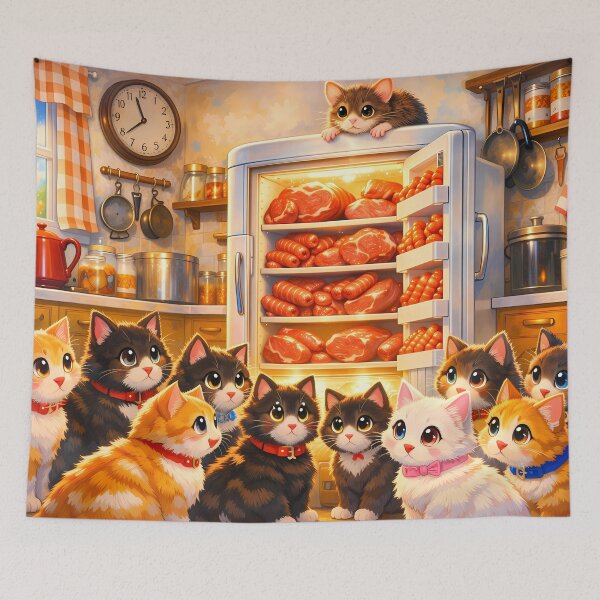 Item preview, Cats Loving Steaks and Sausages designed and sold by M-Y-A-R-T-.