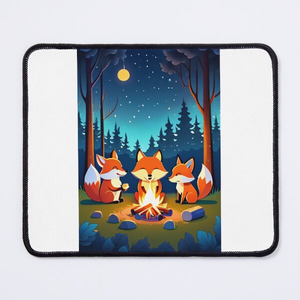 Item preview, Art - Three Anthropomorphic Foxes, Enchanting Night Ambiance designed and sold by DoodyPets.