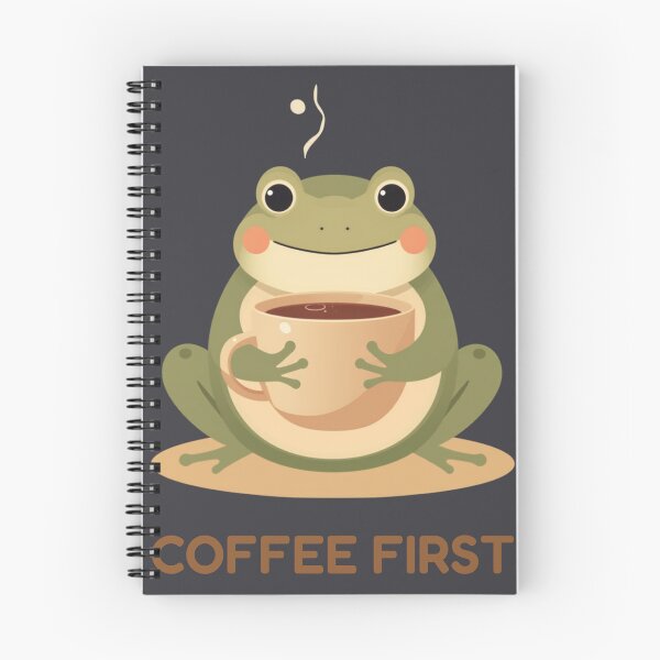 Item preview, Coffee First Frog Funny Kawaii Quote Cute Animal T-Shirt designed and sold by WrongGift.
