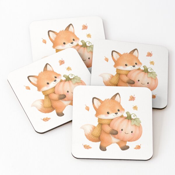 Item preview, Cute Fox Holding Smiling Pumpkin | Kawaii Autumn Watercolor Halloween Fox designed and sold by looplandger.