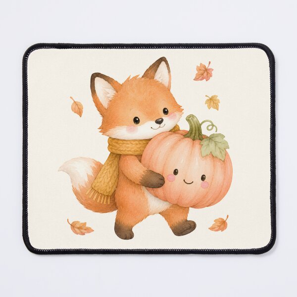Item preview, Cute Fox Holding Smiling Pumpkin | Kawaii Autumn Watercolor Halloween Fox designed and sold by looplandger.