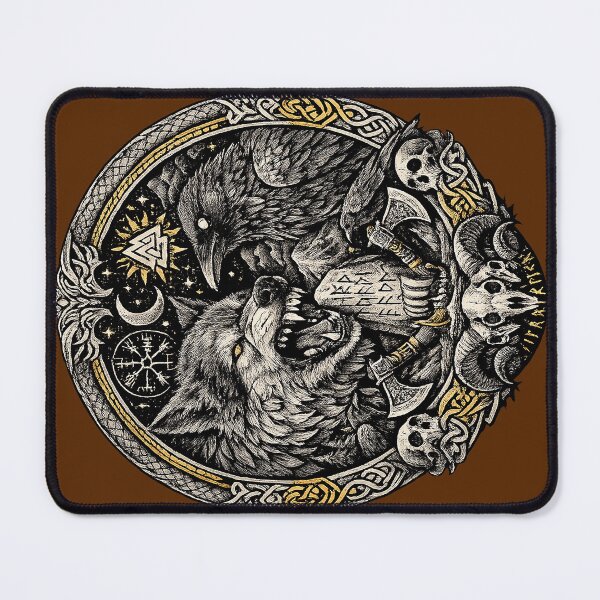 Item preview, Norse Wolf & Raven Circle | Viking Blackwork Mythology Design designed and sold by Alchemy Forge.