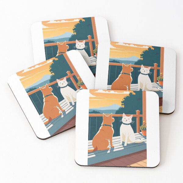 Item preview, Art - Two Domestic Cats, Serene Twilight Atmosphere designed and sold by DoodyPets.