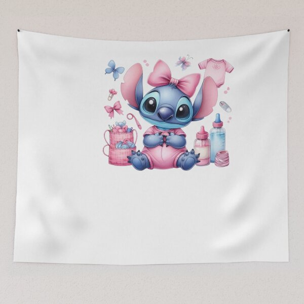 Item preview, Stitch Pink Baby Shower Cute Kawaii Floral Design designed and sold by rfd2.