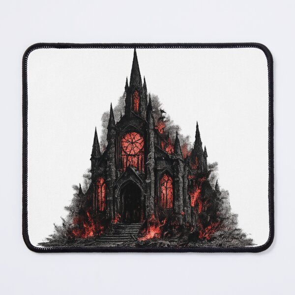 Item preview, Burning Gothic Cathedral Dark Fantasy Horror Church Design designed and sold by irfanshikh.