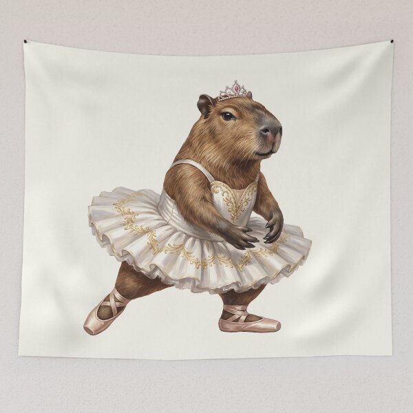 Item preview, Royal Capybara Ballerina Princess in White Tutu designed and sold by MythicCotton.