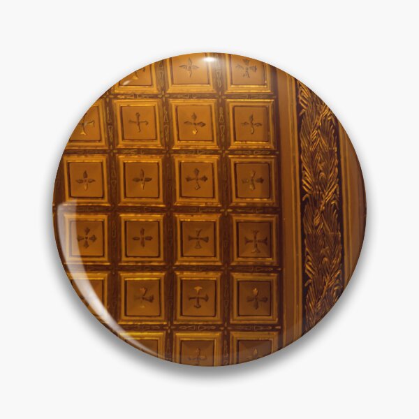Item preview, Ornate Gold Coffered Ceiling With Carved Divider in Historic Interior Showing Symmetrical Tile Pattern designed and sold by Nmallia.