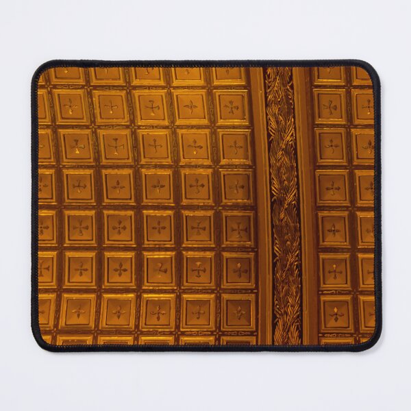 Item preview, Ornate Gold Coffered Ceiling With Carved Divider in Historic Interior Showing Symmetrical Tile Pattern designed and sold by Nmallia.