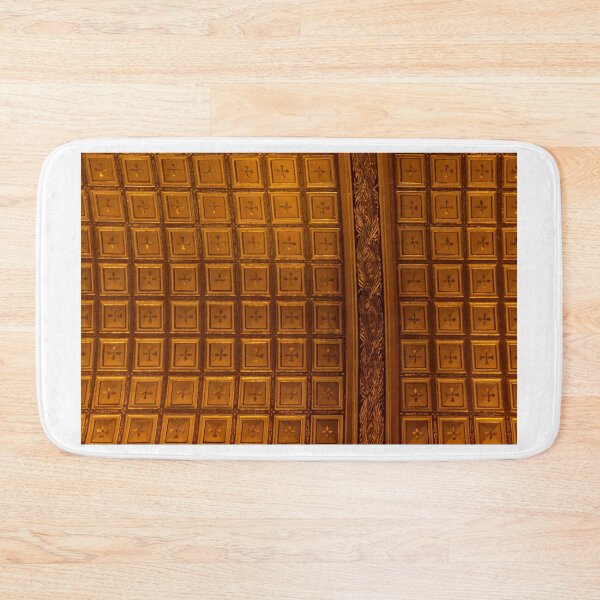Item preview, Ornate Gold Coffered Ceiling With Carved Divider in Historic Interior Showing Symmetrical Tile Pattern designed and sold by Nmallia.