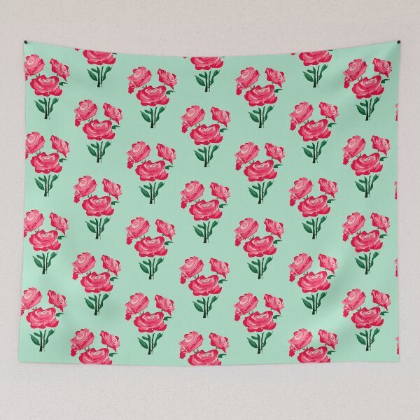 Item preview, pink and green rose pattern designed and sold by Stormsoaked.
