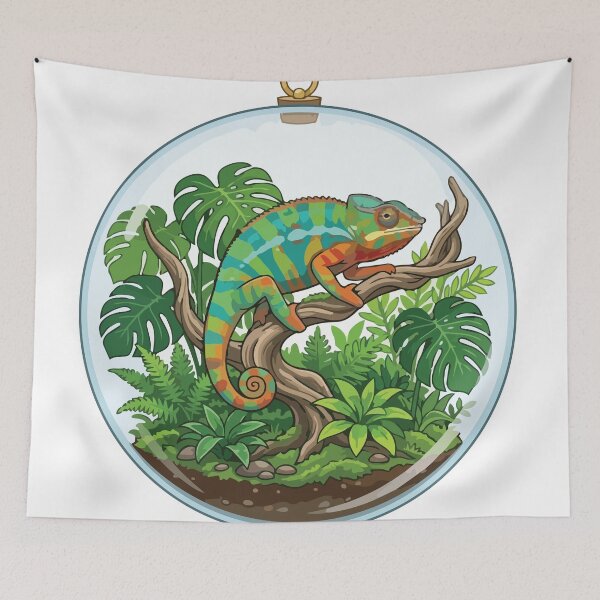 Item preview, Panther Chameleon Botanical Jungle Glass Globe designed and sold by ArcApparel2020.