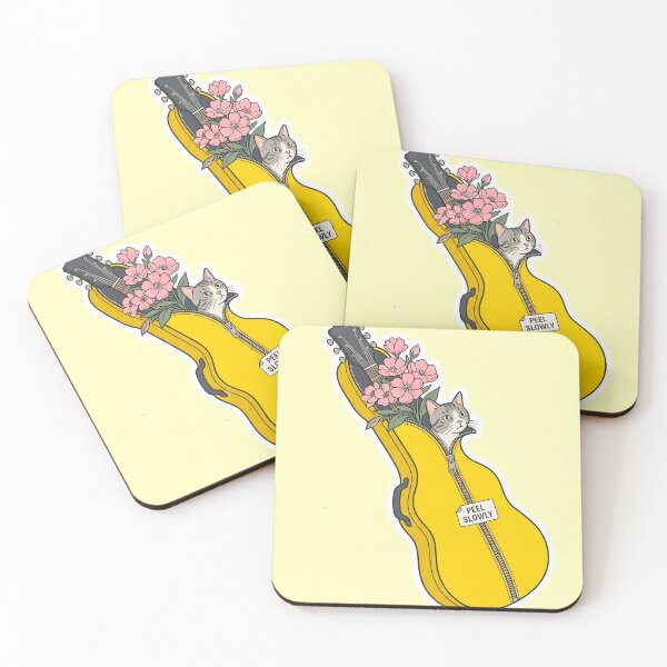 Item preview, Peel Slowly Rock Cat Guitar Case Music Aesthetic Sticker Art designed and sold by BikeRelaxStudio.