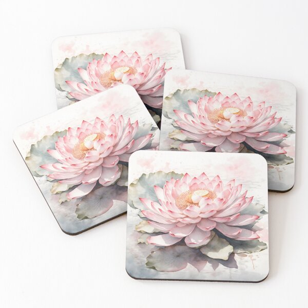 Artikelvorschau, Aquarellmalerei einer Lotusblume entworfen und verkauft von RawNaturePrints.