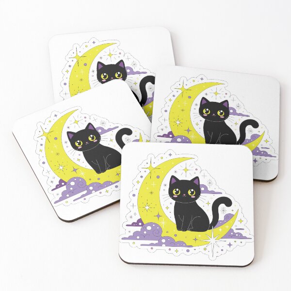 Item preview, Black Cat & Moon Magic Sticker designed and sold by inkfusionhub99.