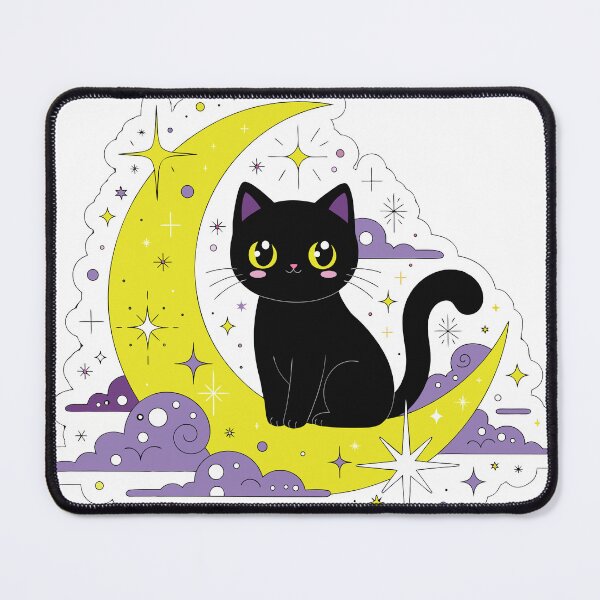 Item preview, Black Cat & Moon Magic Sticker designed and sold by inkfusionhub99.