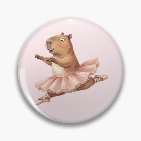 Item preview, Happy Leaping Capybara Ballerina in Pink Tutu designed and sold by MythicCotton.