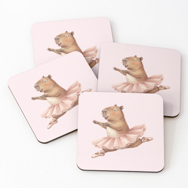 Item preview, Happy Leaping Capybara Ballerina in Pink Tutu designed and sold by MythicCotton.