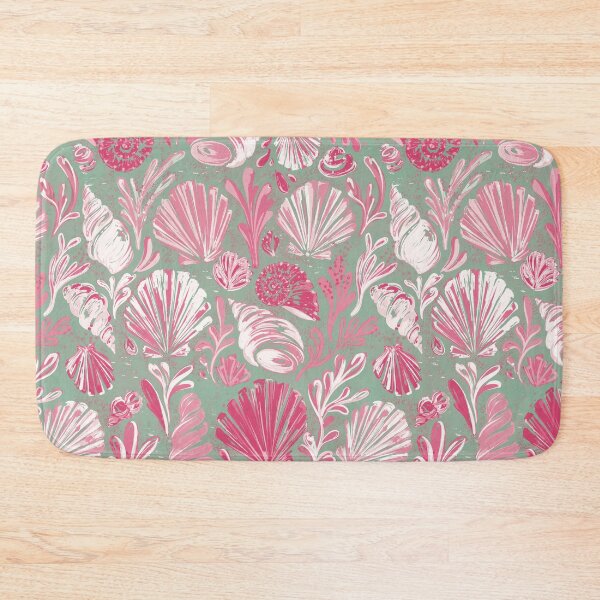 Item preview, Pink Seashell Pattern On Mint Background | Coastal Beach Shell Print | Nautical Ocean Seamless Design designed and sold by MonNoir.