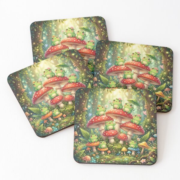 Item preview, Cute Frogs on Magical Mushrooms designed and sold by Sneh024.
