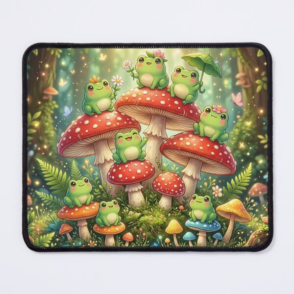 Item preview, Cute Frogs on Magical Mushrooms designed and sold by Sneh024.