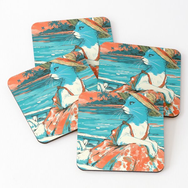 Item preview, Cool Cat Straw Hat Tropical Boat Summer Art designed and sold by UhuCriei .