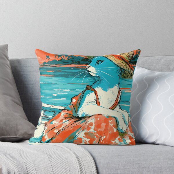 Item preview, Cool Cat Straw Hat Tropical Boat Summer Art designed and sold by UhuCriei .