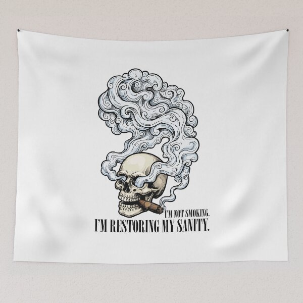 Item preview, I'm Restoring My Sanity - Badass Smoking Skull Graphic designed and sold by BHP Studio.