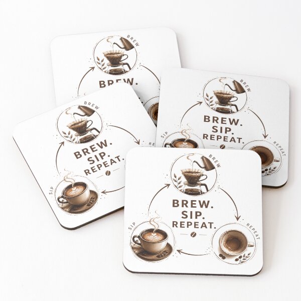 Item preview, Brew Sip Repeat Minimal Coffee Aesthetic designed and sold by pradeepvisuals.