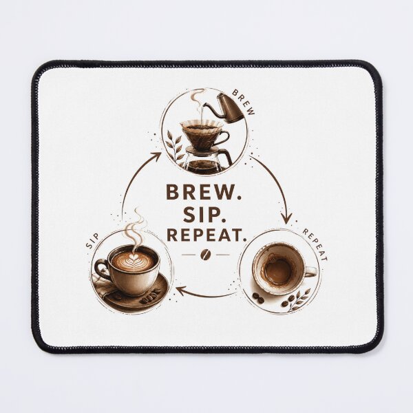 Item preview, Brew Sip Repeat Minimal Coffee Aesthetic designed and sold by pradeepvisuals.