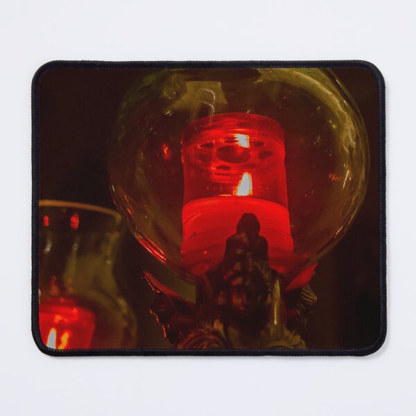 Item preview, Red Votive Candle in Glass Lantern on Ornate Church Altar Holder Lit for Prayer and Devotion designed and sold by Nmallia.