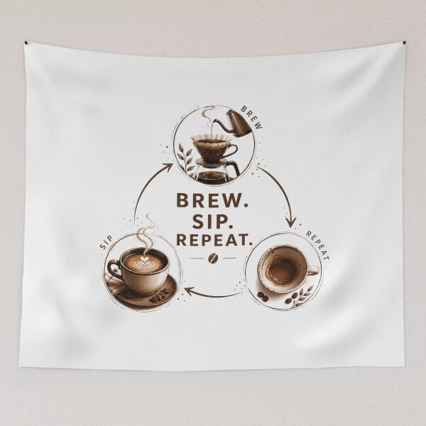 Item preview, Brew Sip Repeat Minimal Coffee Aesthetic designed and sold by pradeepvisuals.