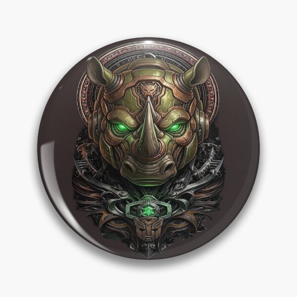 Item preview, Legendary Mechanical Rhinoceros - Green and Bronze Steampunk Emblem designed and sold by RAYBIL.