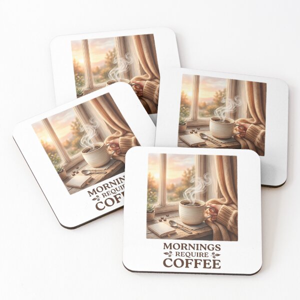 Item preview, Mornings Require Coffee Cozy Cafe Design designed and sold by pradeepvisuals.
